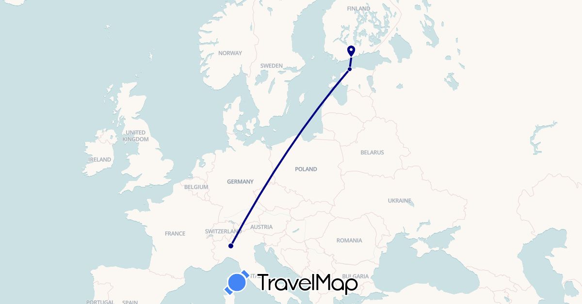TravelMap itinerary: driving in Estonia, Finland, Italy (Europe)